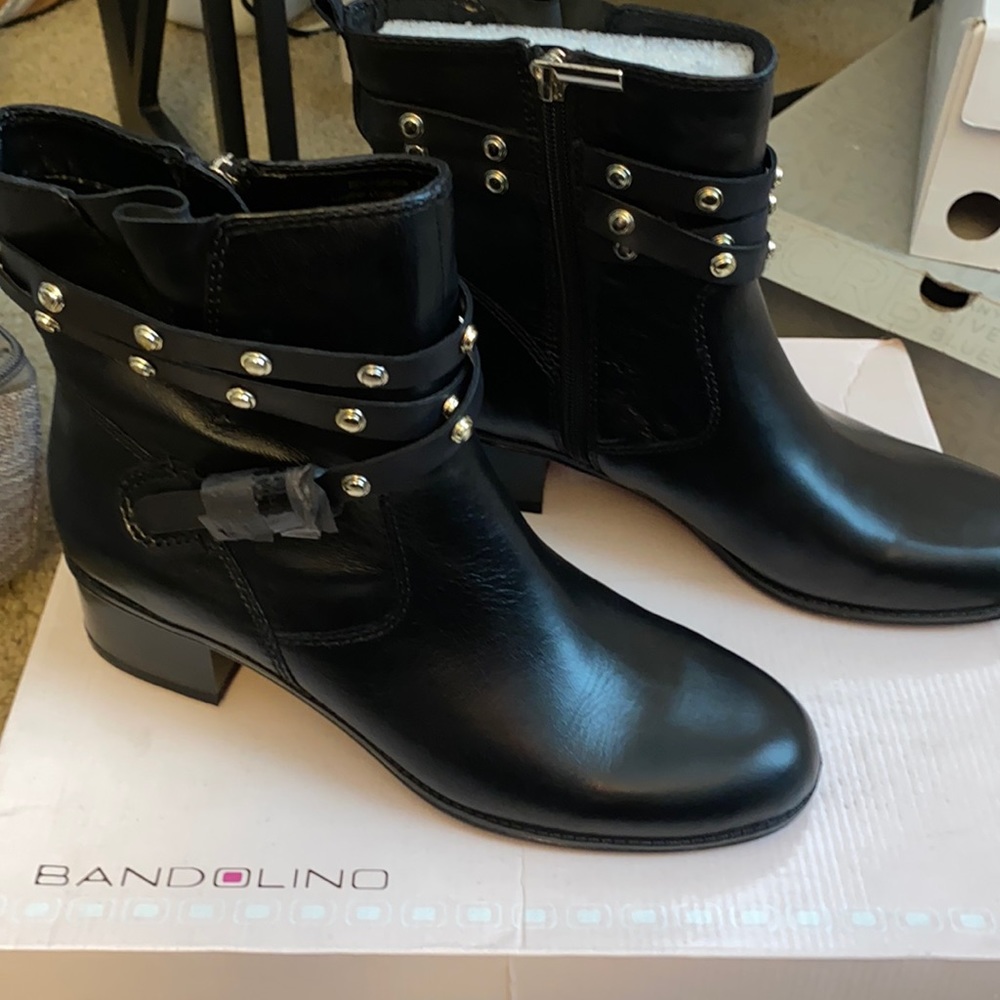 Brand new black ankle boots gold studs